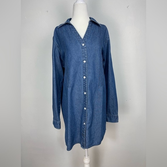 Main Street Blues denim button down tunic shirt women’s size L - Picture 3 of 14